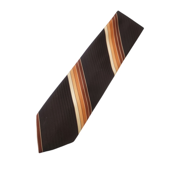 70s Vintage Don Loper Brown Striped Necktie Polyester Classic Retro California - Picture 6 of 6